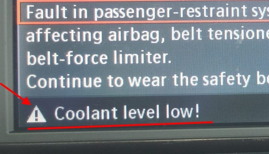bmw coolant level warning on idrive message navigation