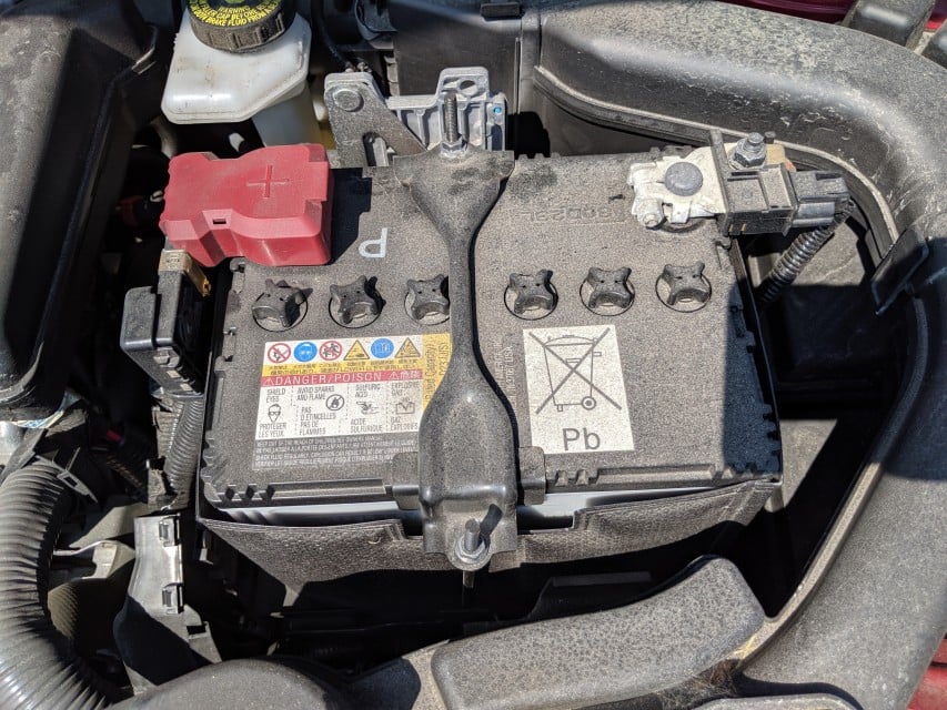 Location of the battery on a Nissan Rogue
