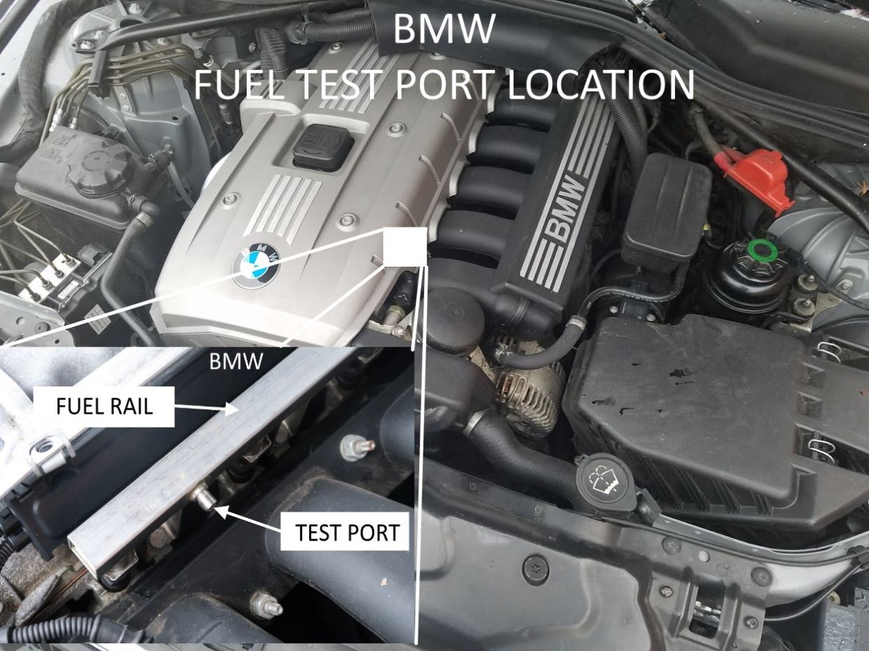 BMW fuel test port location