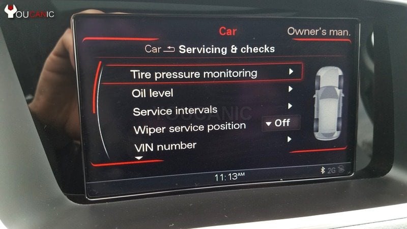 reset audi tire pressure manually