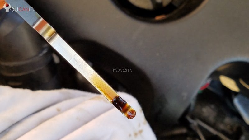check oil level using dip stick