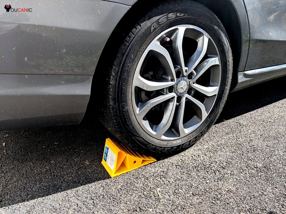 wheel chocks preventing car from rolling