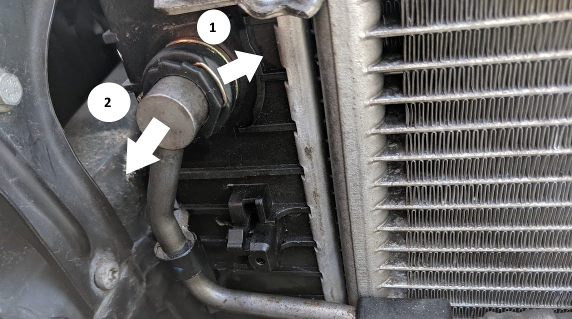 disconnect mercedes transmission fluid line from radiator