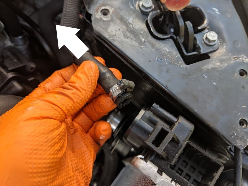 expansion tank hose disconnected