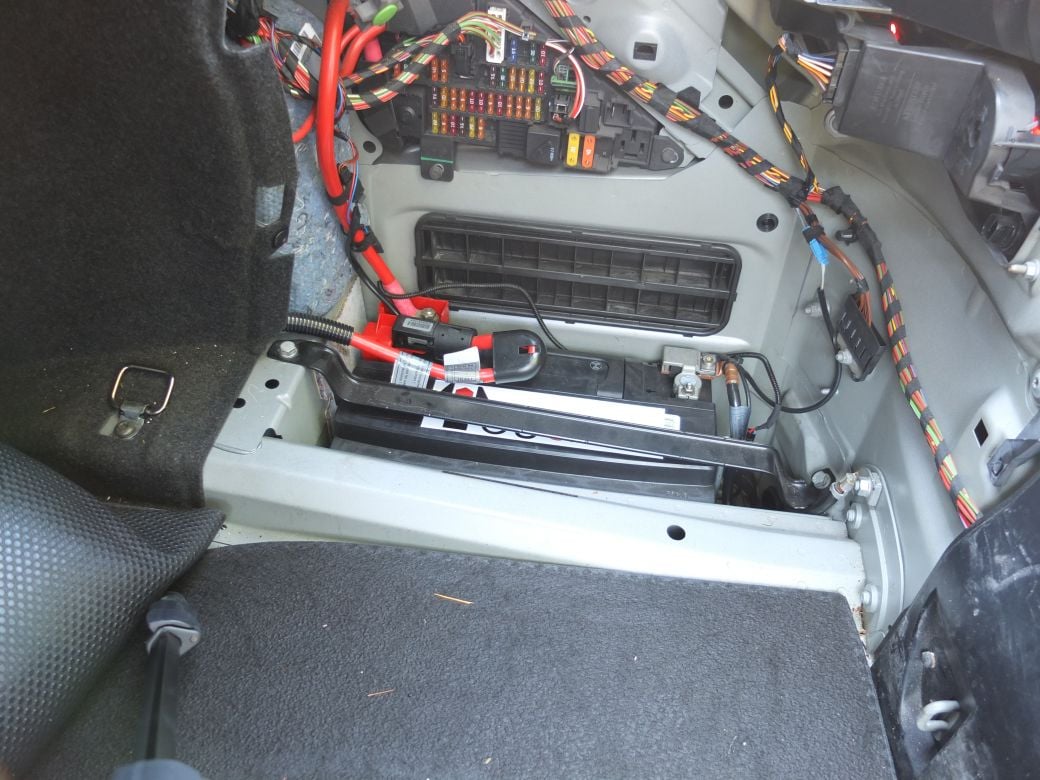 test car battery in trunk