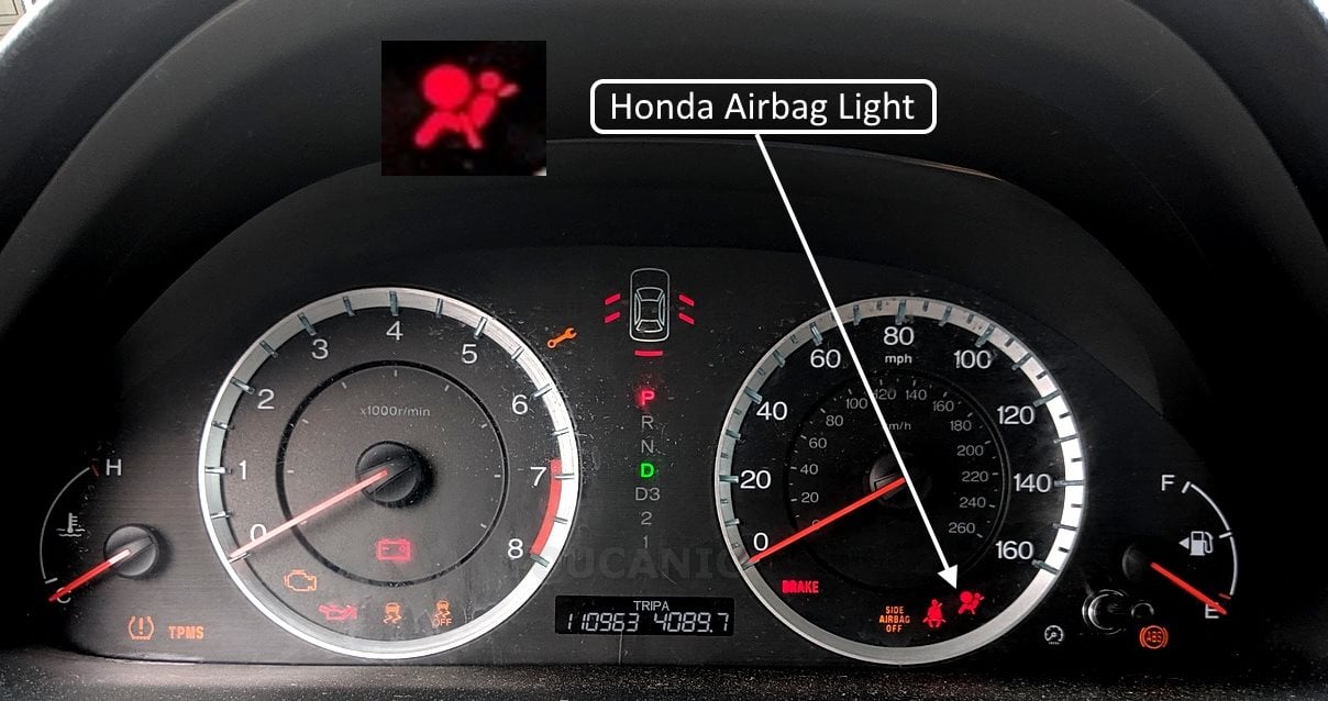 honda airbag srs warning light
