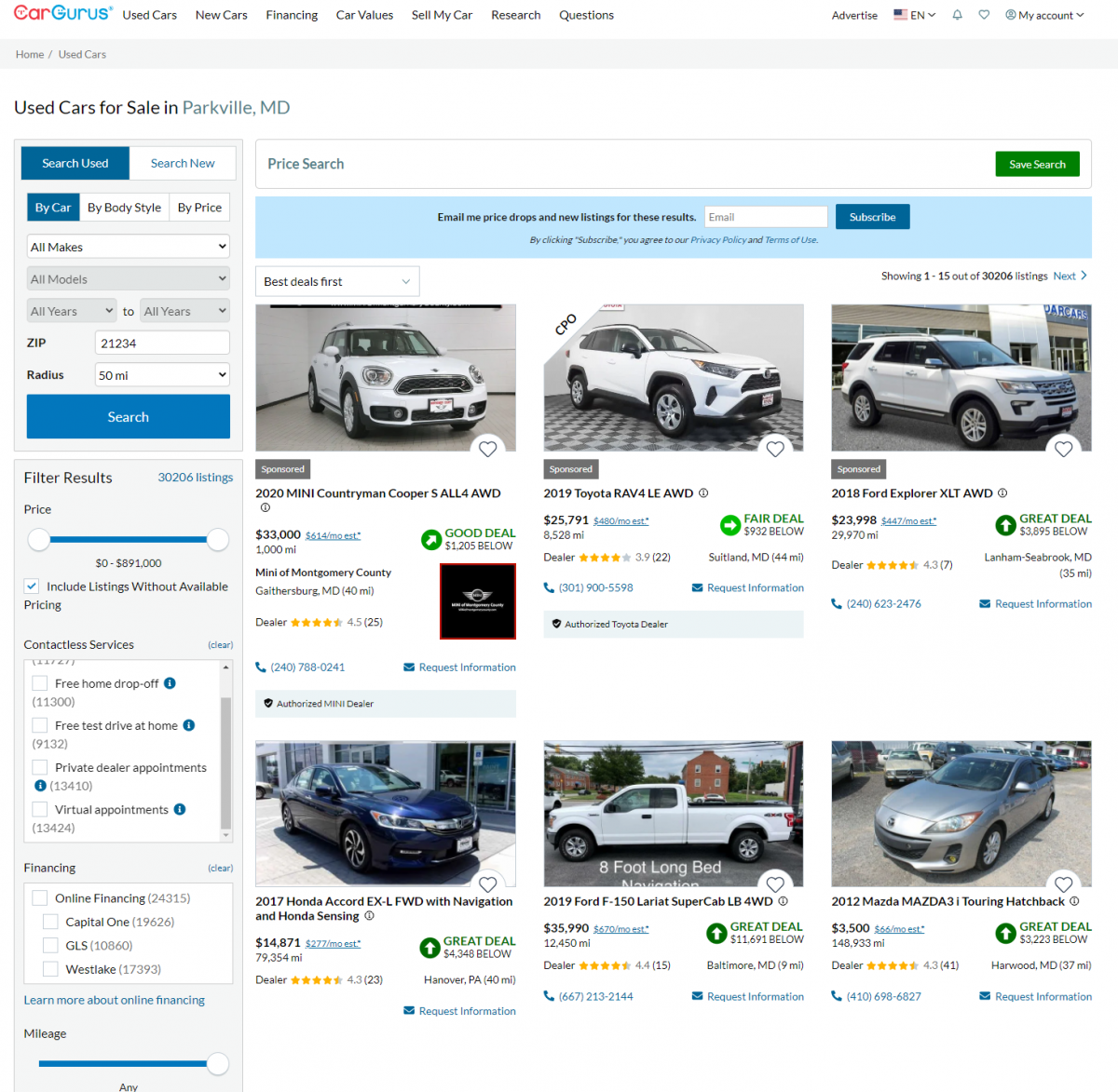 best website to buy a used car from dealer.