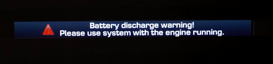 hyundai battery discharge warning on radio touch screen