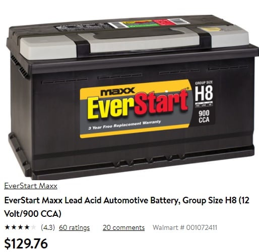 Walmart battery price