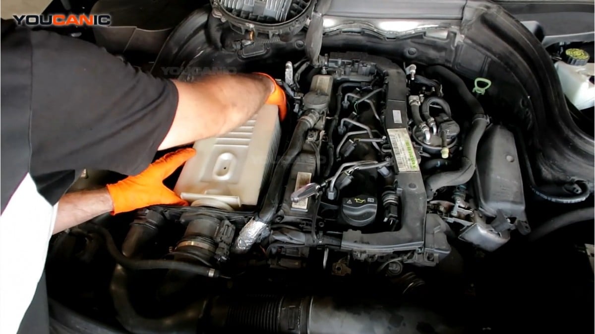 How to remove the air filter on the Mercedes-Benz GLK250 BlueTec.