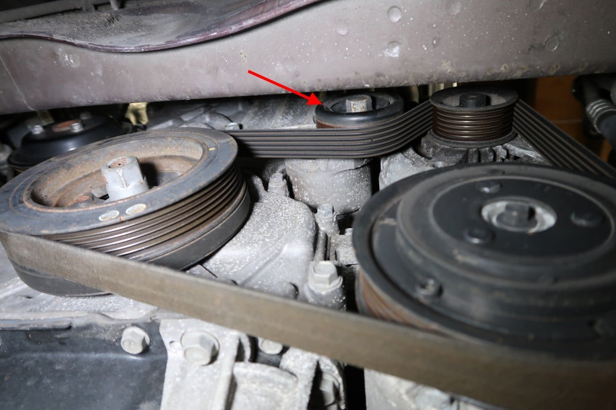The tensioner pulley of the vehicle.