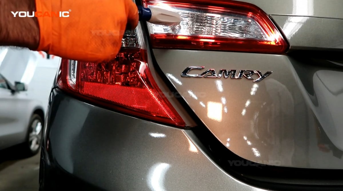 The new inner tail light assembly of the Toyota Camry.