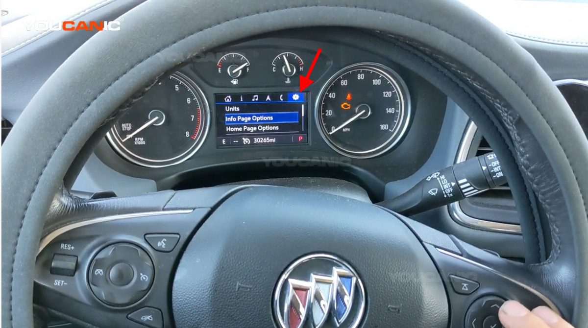 Going to the Settings Menu on the Cluster.